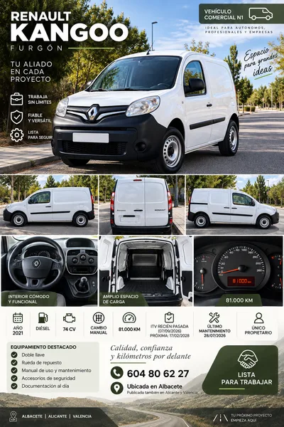 RENAULT KANGOO FURGONETA 1.5 dCi · 2021 · 81.000 KM